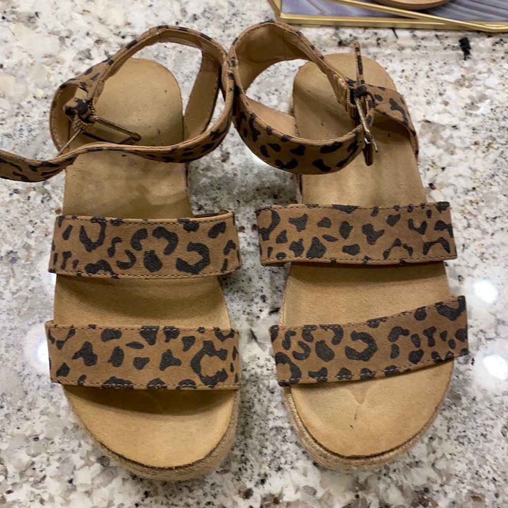 Cheetah ankle strap sandals